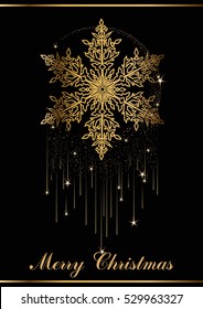 Merry Christmas. Template of elegant postcard, card, poster, banner congratulations. Vector image.