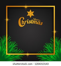Merry Christmas Template with illustration of garland and frame