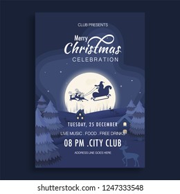 Merry Christmas template or invitation card design with time, date and venue details.