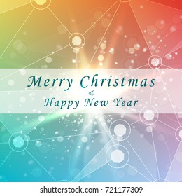 Merry Christmas Template  of Octagon Backgrounds from Geometric Shapes, Triangles of Points of Lines. Vector abstract illustration.