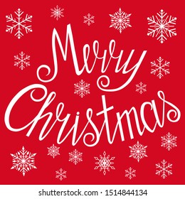 
Merry Christmas, template for poster, banner, postcard, text, snowflakes, vector illustration.