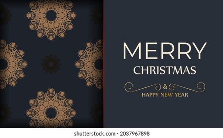 Merry Christmas Template for printable design greeting card in gray color with orange ornament. Vector Cooking Poster Happy New Year and Winter Patterns.