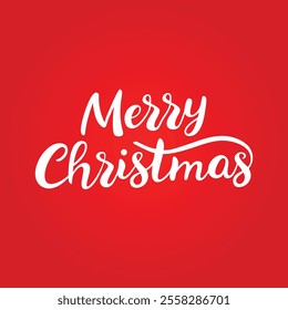 Merry Christmas Text Artwork Vector on Red Background for Holiday Celebration