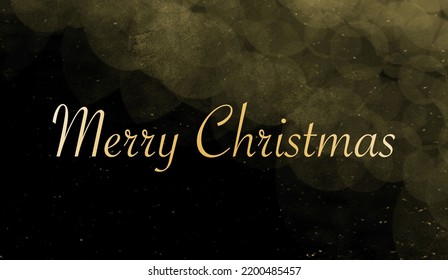 Merry Christmas Text Background.
Christmas Banner, Bright Horizontal Christmas Banners, Cards, Headers, Websites. Gold Glitter Shadows With A Black Background.