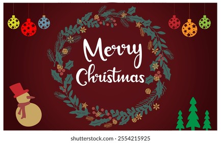 Merry Christmas Text, Merry Christmas Background vector, Christmas greeting Card, Digital Greeting Card, Holiday Card, Calligraphy Font style Banner. Christmas vector ink illustration.