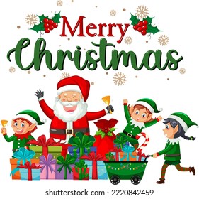 Merry Christmas text for banner or poster design illustration