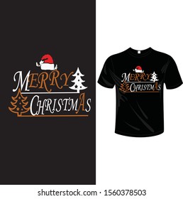 Merry christmas  text base vector illustration tee shirt poster badge