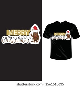 Merry christmas  text base vector illustration tee shirt poster badge design 