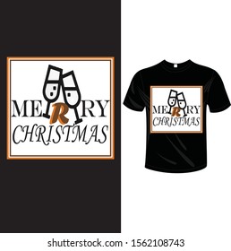 Merry christmas  text base vector illustration tee shirt poster badge design 