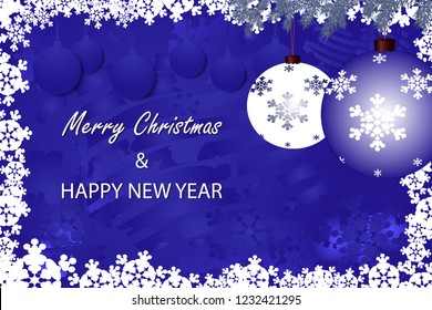 Merry christmas text in a blue background.
