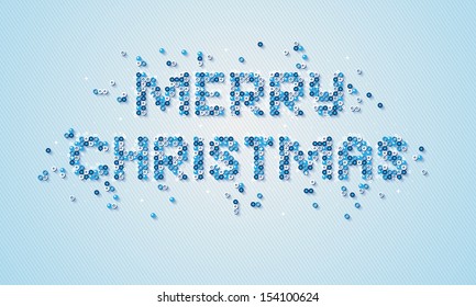 Merry Christmas text in blue letters made of circles mosaic 