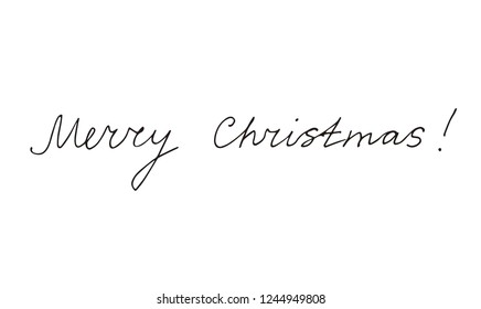 Merry Christmas text calligraphic handwriting. lettering. vector Illustration.