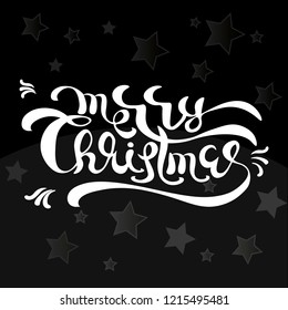 Merry Christmas text Calligraphic Lettering design card template.