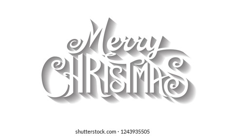 Merry Christmas text Calligraphic Lettering design card template. Suitable for Holiday Greeting Gift Poster. Calligraphy Font style Banner. Vector Illustration