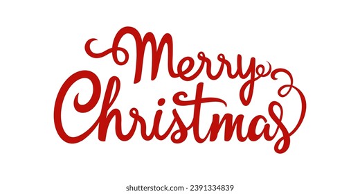 Merry Christmas text Calligraphic Lettering. Holiday element for greeting card or backdrop. Vector illustration. EPS10.