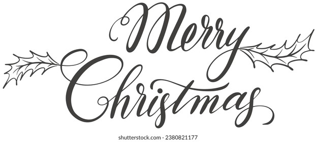 Merry christmas text calligraphic vector
