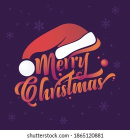 Merry Christmas Text with Christmas Cap