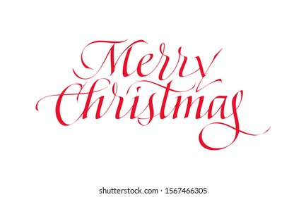 Merry Christmas text card. Hand drawn ink calligraphy. Vector typographic art. Christmas card. Lettering for logo, design concepts, banners, labels, postcards, invitations, prints, posters, web
