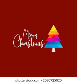Merry Christmas. Merry Christmas text and colorful tree design vector, Merry Christmas for greeting cards, stickers, templates, invitations, and background