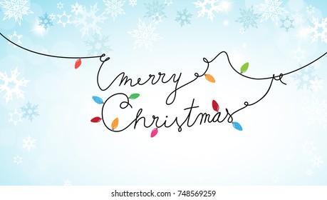 Merry Christmas text created of power cable with lots of colorful lights.