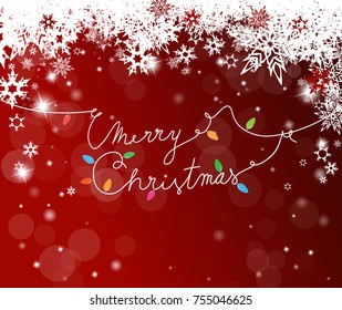 Merry Christmas text created of power cable with lots of colorful lights.