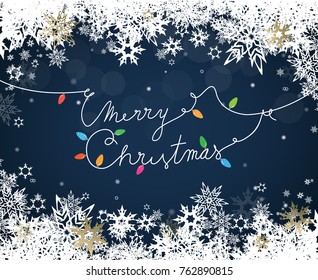 Merry Christmas text created of power cable with lots of colorful lights.