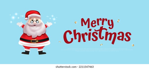 Diseño de textos navideños con el personaje santa claus