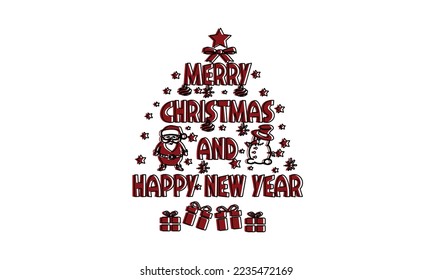 Merry Christmas text design to greeting card 