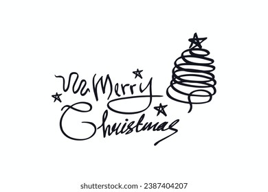 Merry Christmas. Text design lettering vector silhouette.