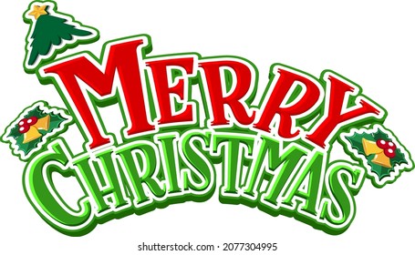 Merry Christmas text design on white background illustration