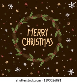 Merry Christmas text design. Vector logo, typography. Usable as banner, greeting card, gift package etc.