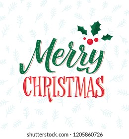 Merry Christmas text design. Vector logo, typography. Usable as banner, greeting card, gift package etc.