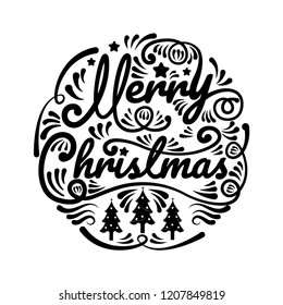 Merry Christmas text design. Vector logo, typography. Usable as banner, greeting card, gift package etc.