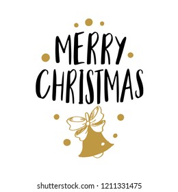 Merry Christmas text design. Vector logo, typography. Usable as banner, greeting card, gift package etc.