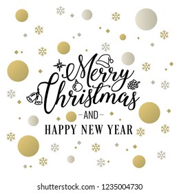 Merry Christmas text design. Vector logo, typography. Usable as banner, greeting card, gift package etc.