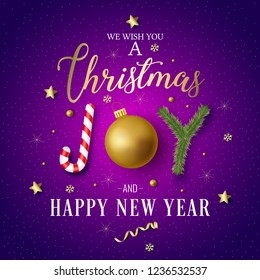 Merry Christmas text design. Vector logo, typography. Usable as banner, greeting card, gift package etc.