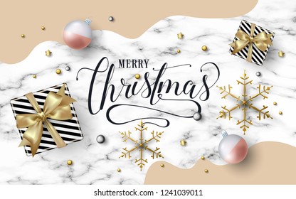 Merry Christmas text design. Vector logo, typography. Usable as banner, greeting card, gift package etc.