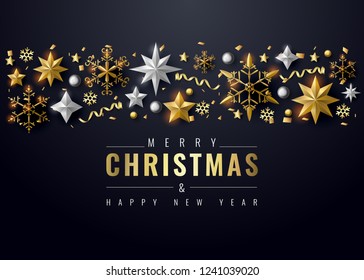 Merry Christmas text design. Vector logo, typography. Usable as banner, greeting card, gift package etc.