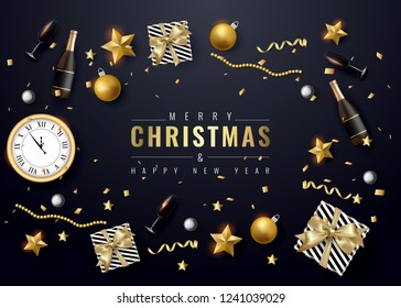 Merry Christmas text design. Vector logo, typography. Usable as banner, greeting card, gift package etc.
