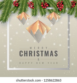Merry Christmas text design. Vector logo, typography. Usable as banner, greeting card, gift package etc.