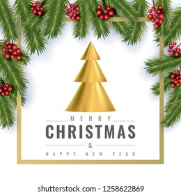 Merry Christmas text design. Vector logo, typography. Usable as banner, greeting card, gift package etc.