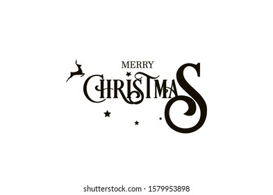 Merry Christmas Text Design. Vector logo, typography.