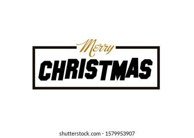 Merry Christmas Text Design. Vector logo, typography.
