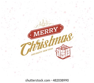 Merry Christmas text design. Vector logo, typography. Usable as banner, greeting card, gift package etc.