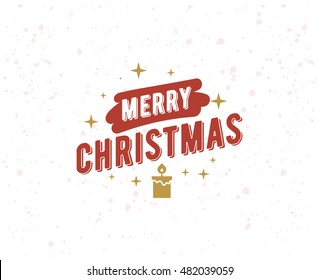 Merry Christmas text design. Vector logo, typography. Usable as banner, greeting card, gift package etc.