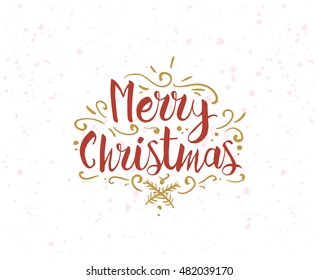 Merry Christmas text design. Vector logo, typography. Usable as banner, greeting card, gift package etc.