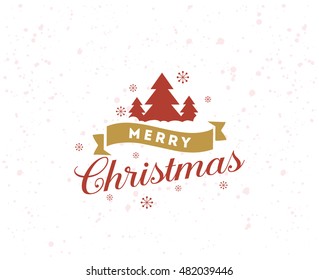 Merry Christmas text design. Vector logo, typography. Usable as banner, greeting card, gift package etc.