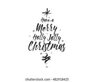Merry Christmas text design. Vector logo, typography. Usable as banner, greeting card, gift package etc.