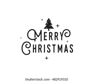 Merry Christmas text design. Vector logo, typography. Usable as banner, greeting card, gift package etc.