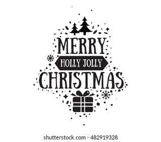 Merry Christmas text design. Vector logo, typography. Usable as banner, greeting card, gift package etc.